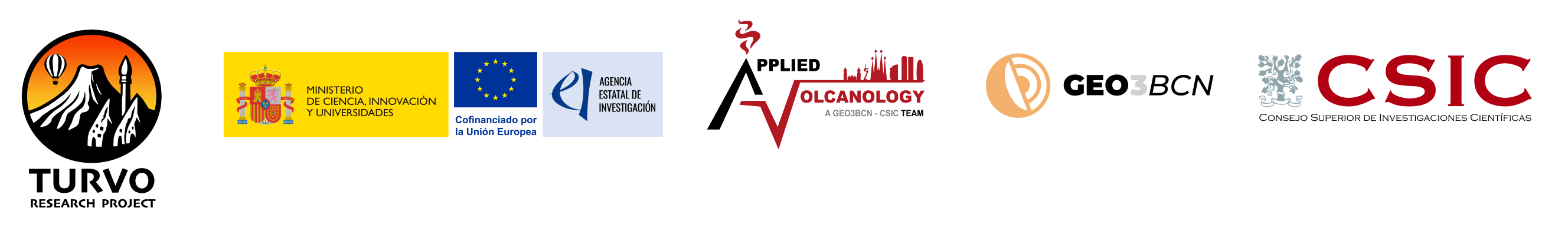 Applied Volcanology, GEO3BCN, and CSIC logos